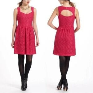 Anthropologie Deletta Lace Fit & Flare Dress Sweetheart Neck Sleeveless Size Sm